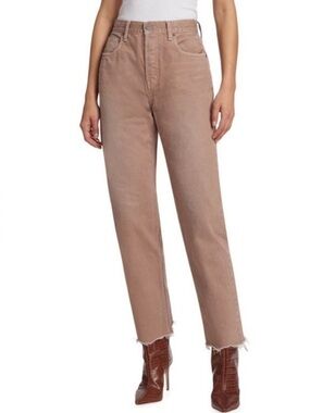 Moussy Vintage Emery High-Rise Straight-Leg Jeans in Beige